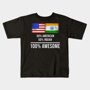 50% American 50% Indian 100% Awesome - Gift for Indian Heritage From India Kids T-Shirt